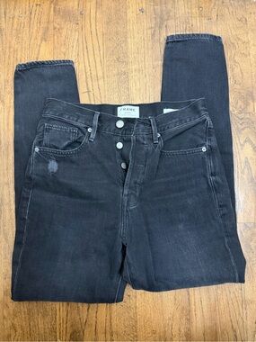 Frame Denim Black Skinny High-Rise Button-Fly Jeans
